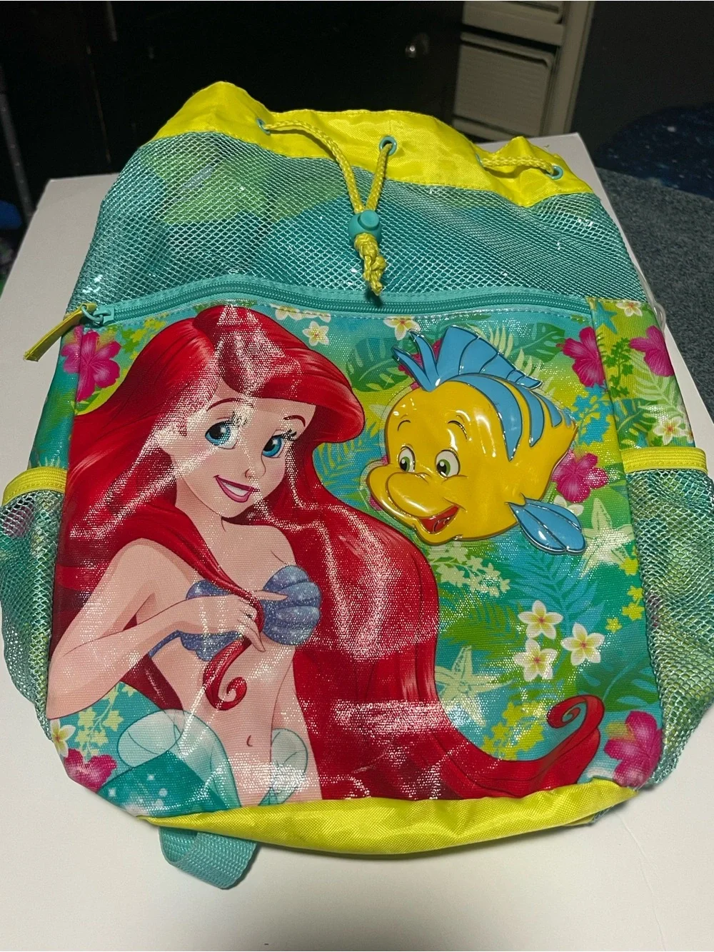 Disney Store The Little Mermaid Ariel & Flounder Swim Bag Backpack